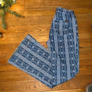 Rock N Roll Denim Women’s Blue Patterned Wide-Leg Pants